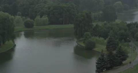 Rain in the city park Stock Footage 159163014