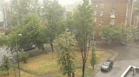 Rain in the city. View from the window. Summer. 2012 Stock Footage 49102305