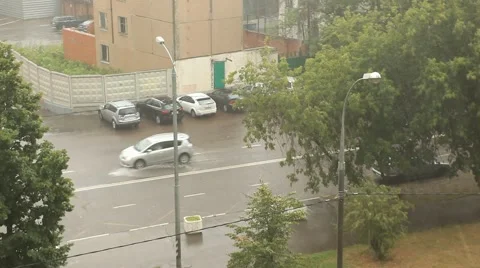 Rain in the city. View from the window. Summer. 2012 Stock Footage 49102372
