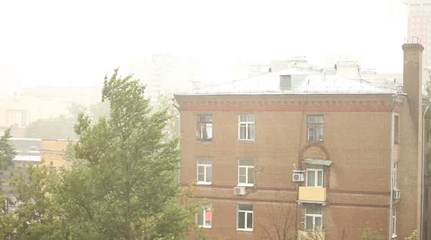 Rain in the city. View from the window. Summer. 2012 Stock Footage 49102476