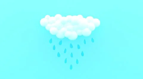 Rain cloud 3d. Pastel blue. Weather background. Autumn. Fall weather 3d. Stock-Illustration