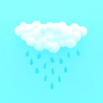 Rain cloud 3d. Pastel blue. Weather background. Autumn. Fall weather 3d. Stock-Illustration