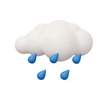 Rain cloud 3d weather. isolated minimal 3d render illustration in cartoon t.. Stock Illustration