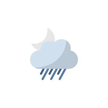 Rain, cloud and moon. Flat icon. Isolated weather vector illustration Illustrazione stock
