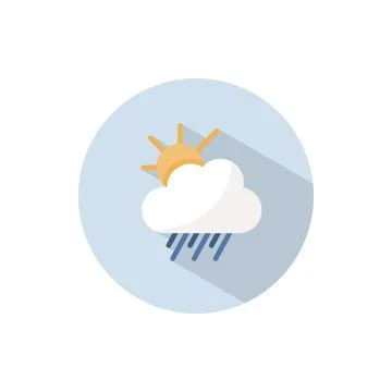 Rain, cloud and sun. Flat icon on a circle. Weather vector illustration イラスト素材