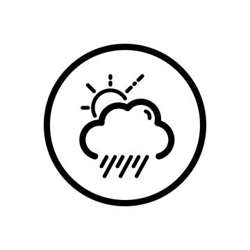 Rain, cloud and sun. Weather icon in a circle. Isolated vector illustration Stock Illustration