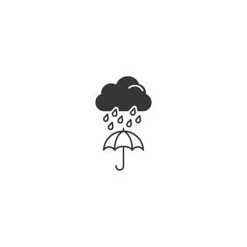 Rain cloud and umbrella icon representing weather protection forecast 스톡 일러스트