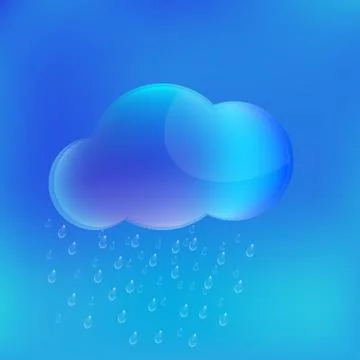 Rain cloud on blue background Stock Illustration