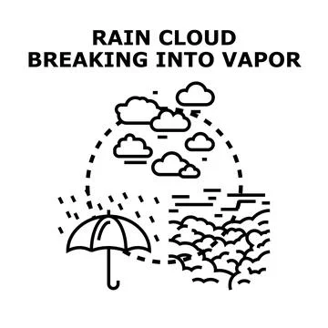 Rain cloud breaking into vapor concept illustration Stockillustratie
