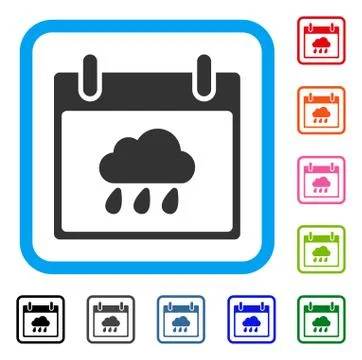 Rain Cloud Calendar Day Framed Icon 스톡 일러스트