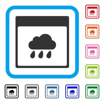 Rain Cloud Calendar Page Framed Icon イラスト素材