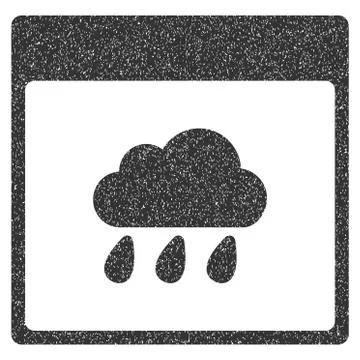 Rain Cloud Calendar Page Grainy Texture Icon Stock Illustration