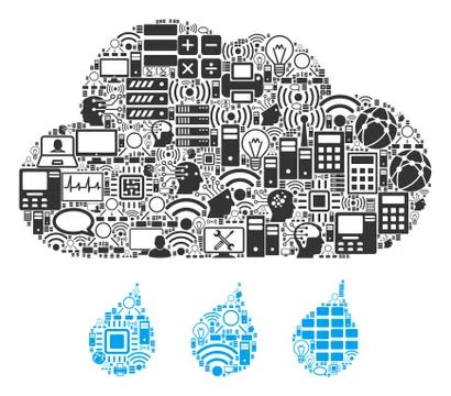 Rain Cloud Collage Icon for BigData and Computing Stock Illustration