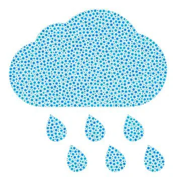 Rain Cloud Composition Icon with Covid Virus Infection Elements Illustrazione stock