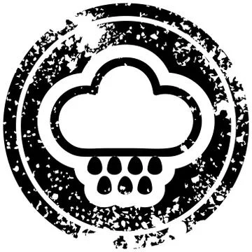 Rain cloud distressed icon Stock Illustration