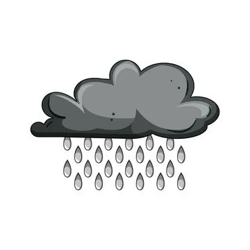 Rain cloud dropping stylized water droplets Stock Illustration