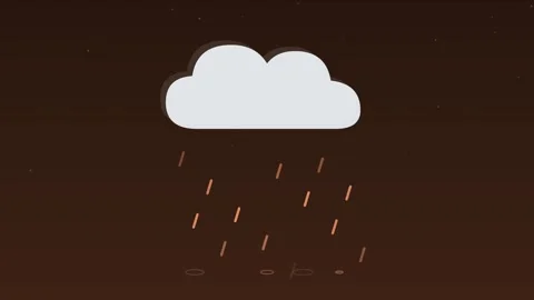 Rain cloud drops falling splash peach weather loop Stockbeeldmateriaal 342612668