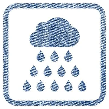 Rain Cloud Fabric Textured Icon Stock Illustration