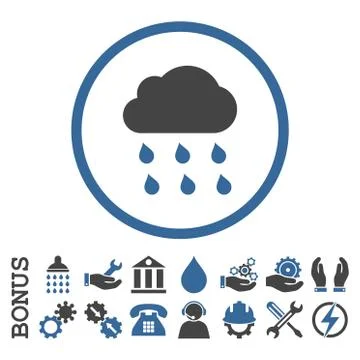 Rain Cloud Flat Rounded Vector Icon With Bonus イラスト素材