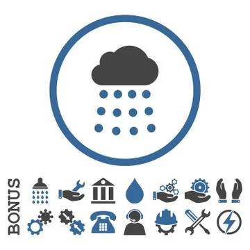 Rain Cloud Flat Rounded Vector Icon With Bonus 스톡 일러스트