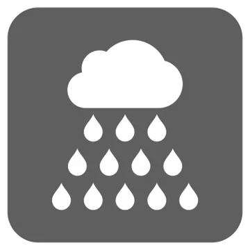 Rain Cloud Flat Squared Glyph Icon 스톡 일러스트