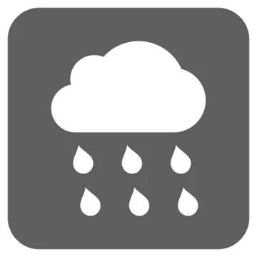 Rain Cloud Flat Squared Glyph Icon Ilustración de archivo