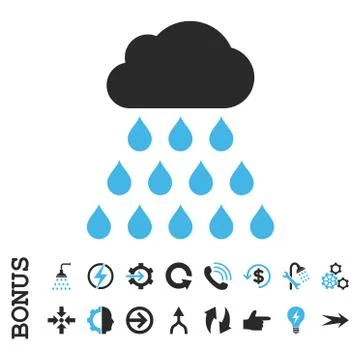 Rain Cloud Flat Vector Icon With Bonus Stock Illustration