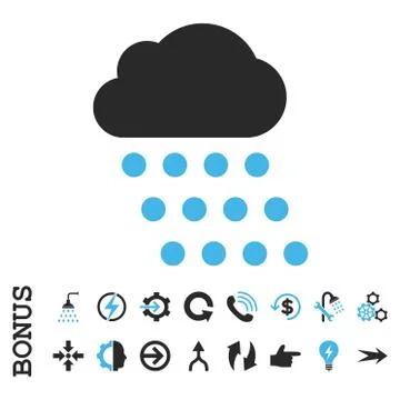 Rain Cloud Flat Vector Icon With Bonus 스톡 일러스트
