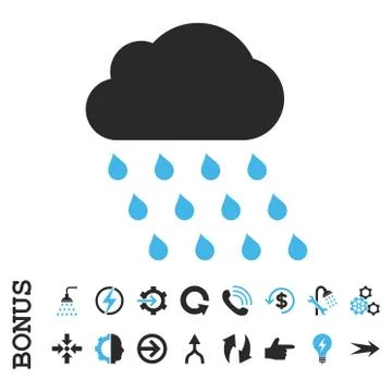 Rain Cloud Flat Vector Icon With Bonus 스톡 일러스트