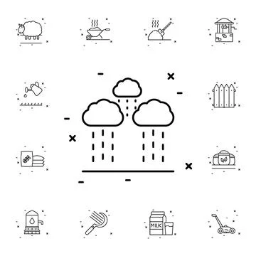 Rain, cloud flat vector icon in agriculture pack Stock Illustration