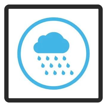 Rain Cloud Framed Glyph Icon Stock Illustration