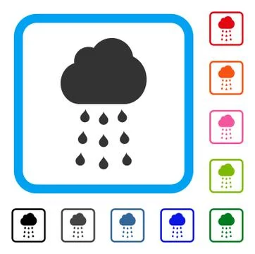 Rain Cloud Framed Icon Stock Illustration