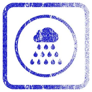 Rain Cloud Framed Textured Icon 스톡 일러스트