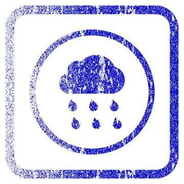 Rain Cloud Framed Textured Icon 스톡 일러스트