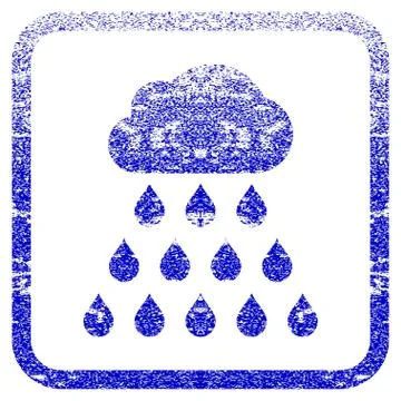 Rain Cloud Framed Textured Icon Stock Illustration