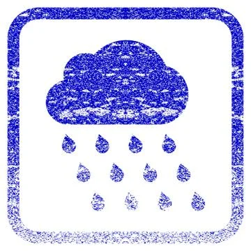 Rain Cloud Framed Textured Icon Stock Illustration
