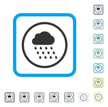 Rain Cloud Framed Vector Icon Illustrazione stock