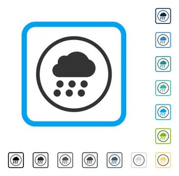 Rain Cloud Framed Vector Icon 스톡 일러스트