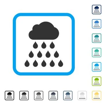 Rain Cloud Framed Vector Icon Stockillustratie