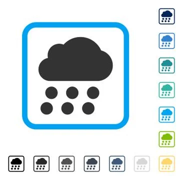 Rain Cloud Framed Vector Icon 스톡 일러스트
