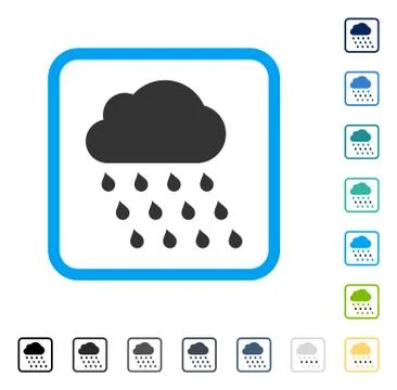 Rain Cloud Framed Vector Icon 스톡 일러스트