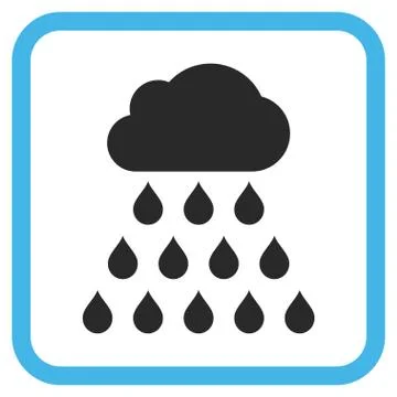 Rain Cloud Glyph Icon In a Frame 스톡 일러스트