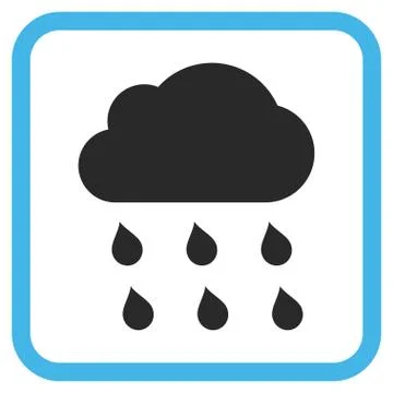 Rain Cloud Glyph Icon In a Frame Stock Illustration