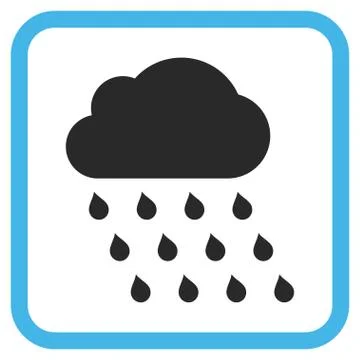 Rain Cloud Glyph Icon In a Frame Illustrazione stock