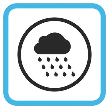 Rain Cloud Glyph Icon In a Frame Illustrazione stock