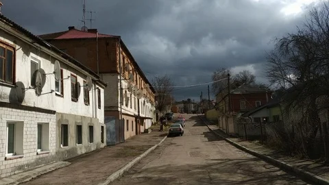 Rain cloud before heavy storm, cloudscape at the old town. Stock Footage 121881355