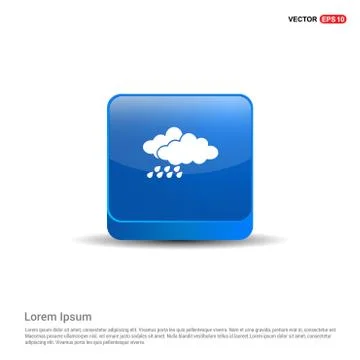 Rain Cloud Icon - 3d Blue Button Stock Illustration