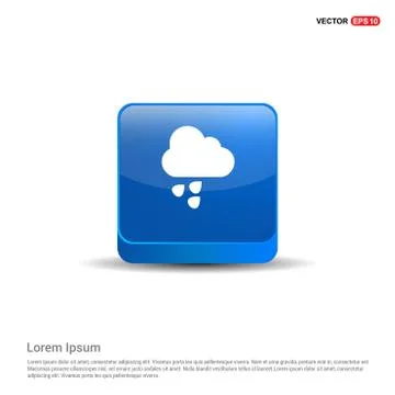 Rain Cloud Icon - 3d Blue Button Stock Illustration