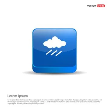 Rain Cloud Icon - 3d Blue Button Stock Illustration
