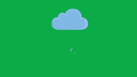 Rain cloud icon animation with falling rain drops on green screen background Stock Footage 331643589